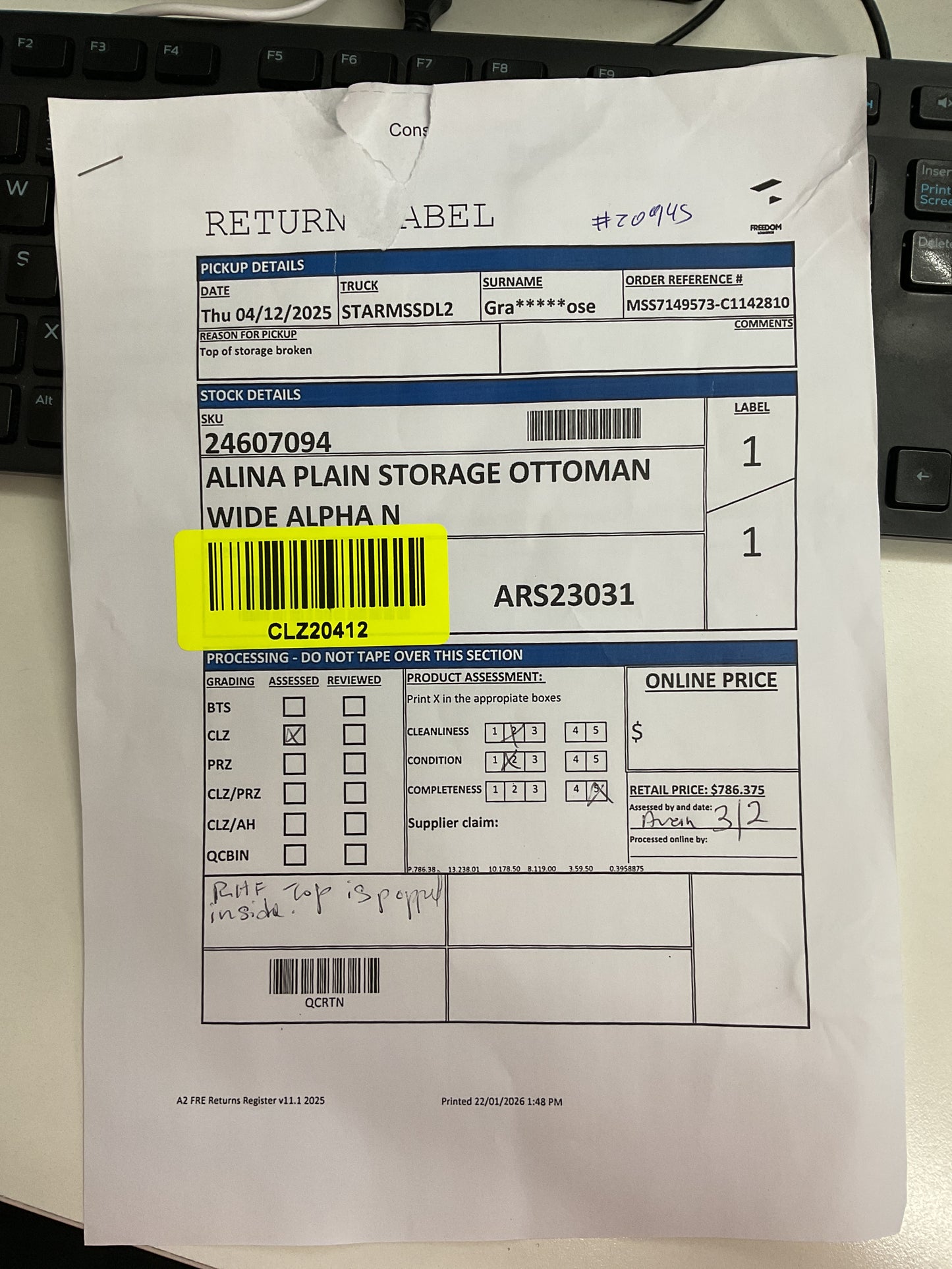 NZ CLZ20412 Alina Plain Storage Ottoman Wide Apha