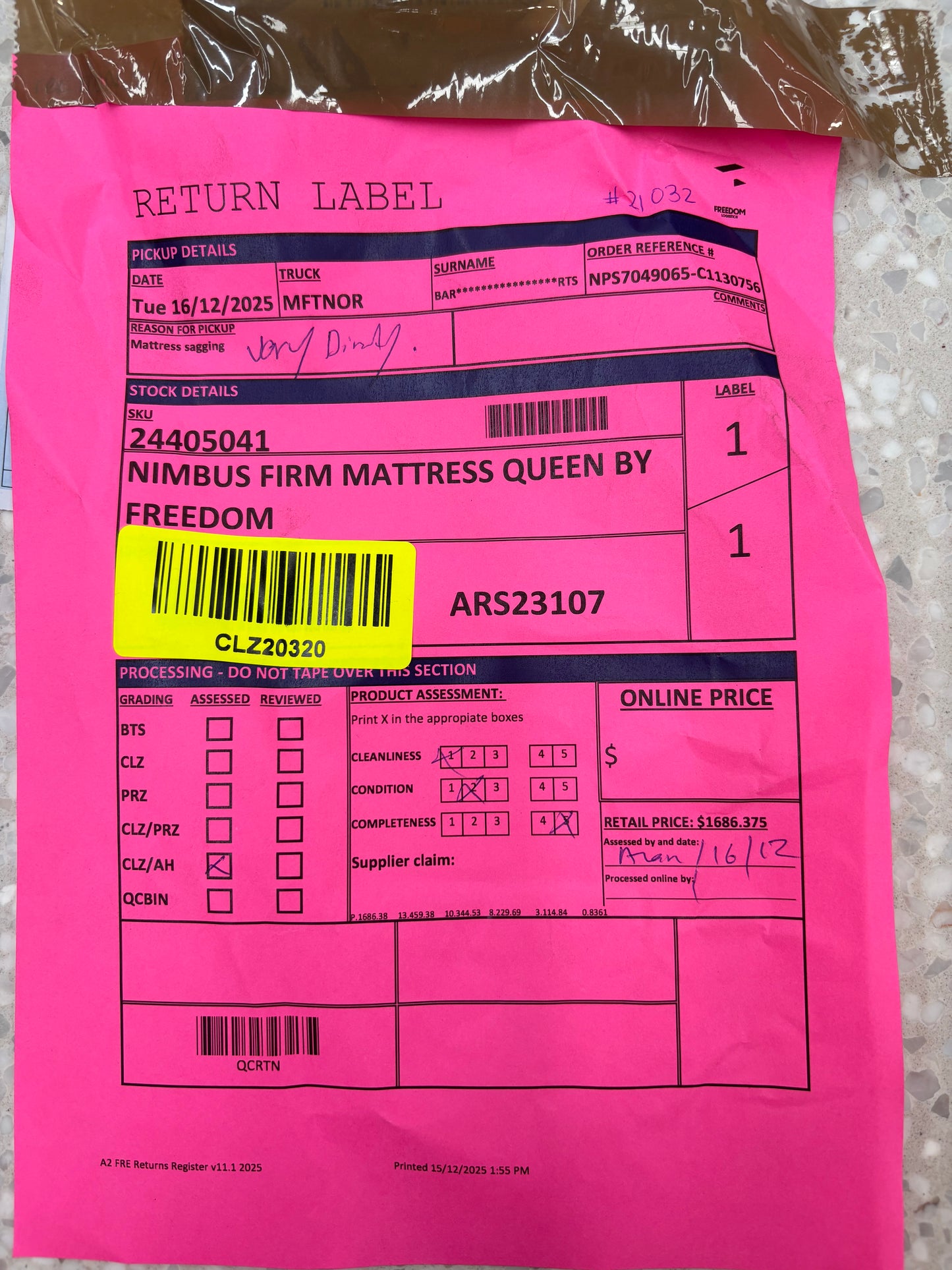 NZ CLZ20320 Nimbus Firm Mattress Queen by Freedom