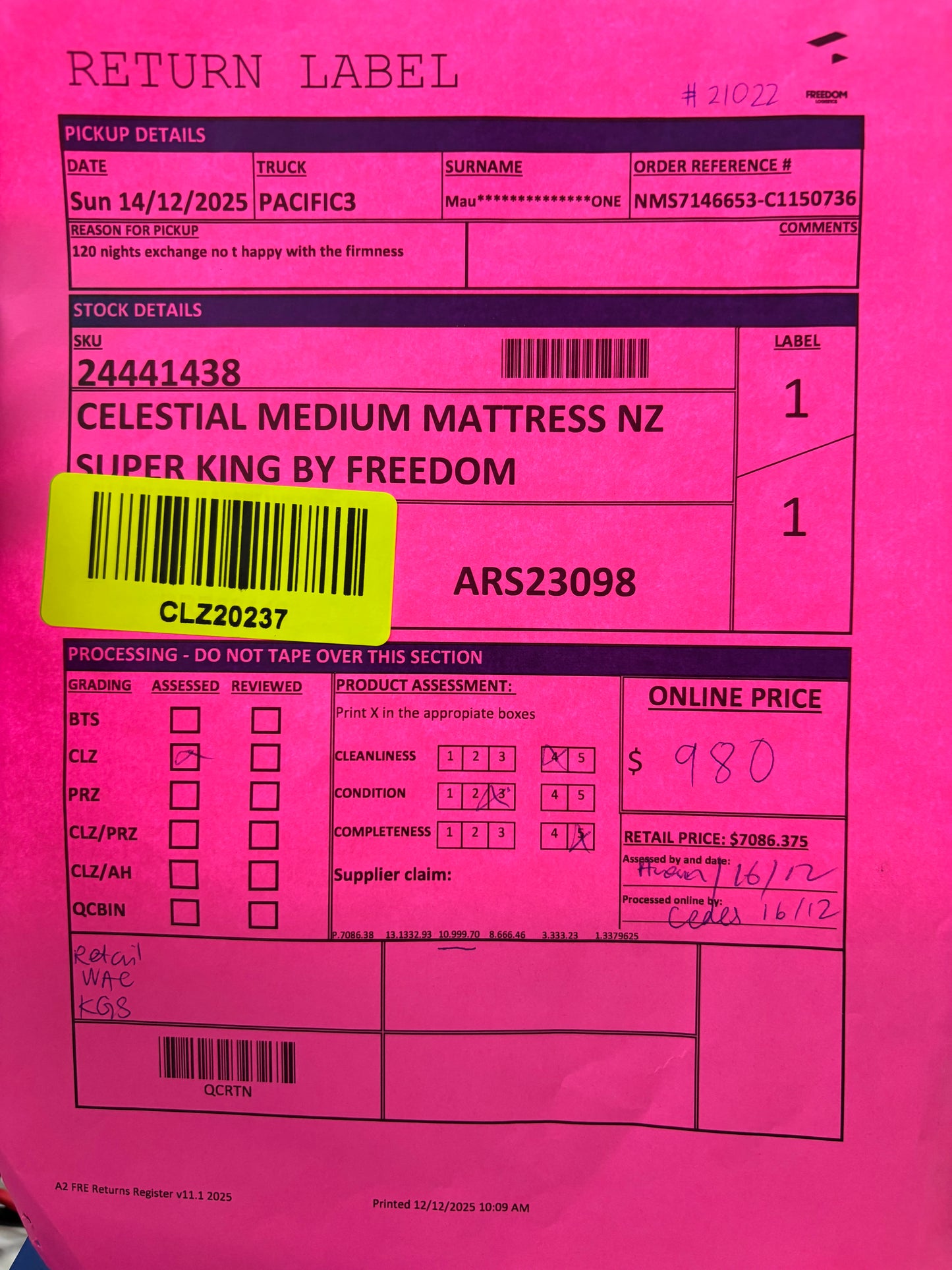 NZ CLZ20237 Celestial Medium Mattress NZ Super King by Freedom