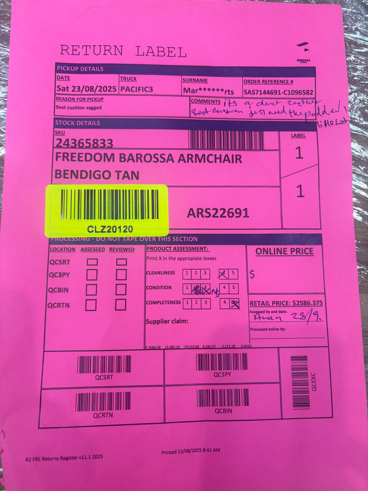 NZ CLZ20120 Freedom Barossa Armchair Bendigo Tan