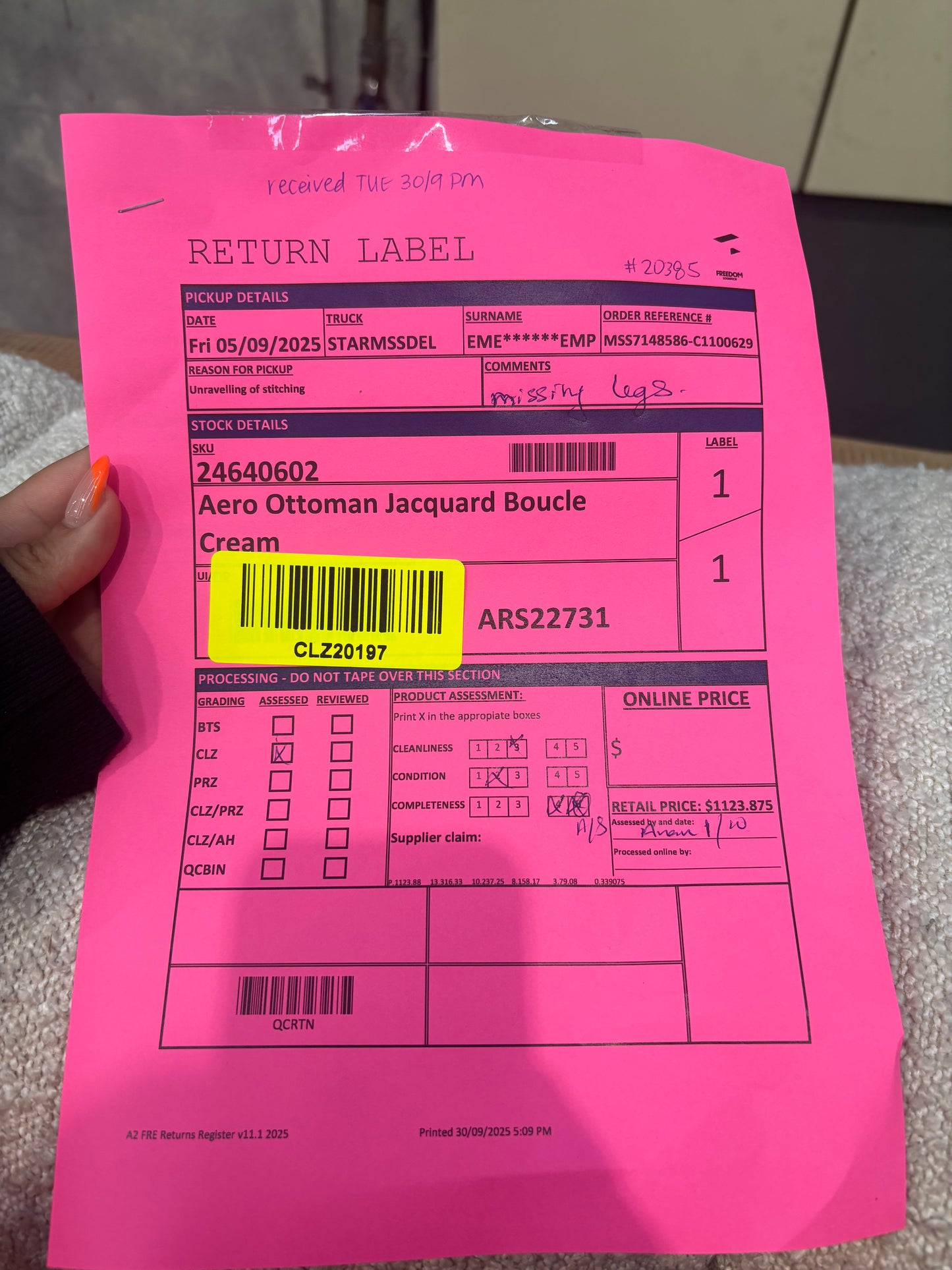 NZ CLZ20197 Aero Ottoman Jacquard Boucle Cream