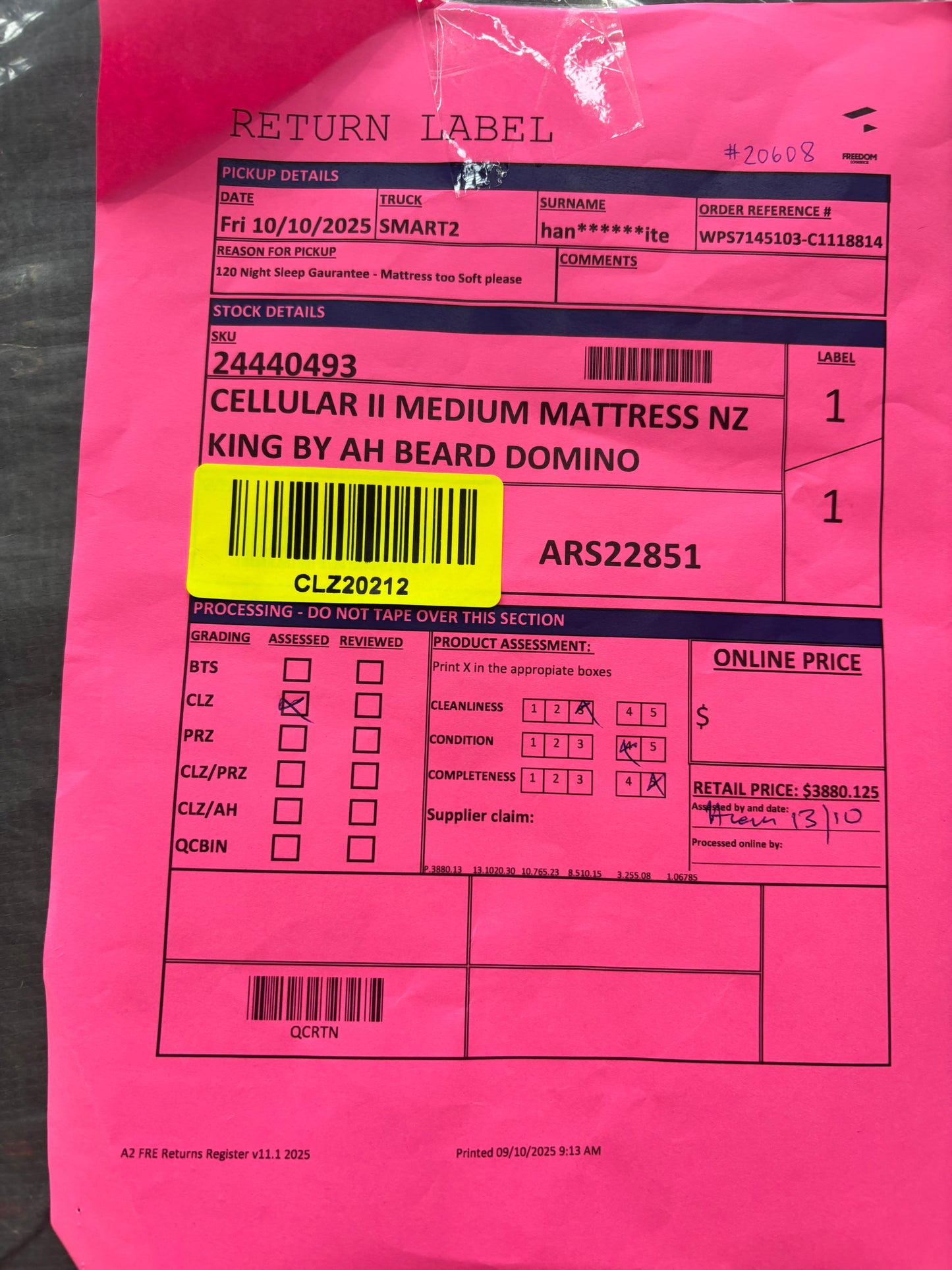 NZ CLZ20212 Cellular II Medium Mattress NZ King by AH Beard Domino