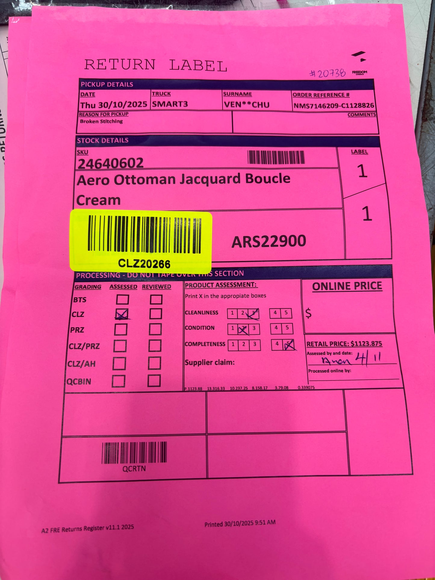 NZ CLZ20266 Aero Ottoman Jacquard Boucle Cream