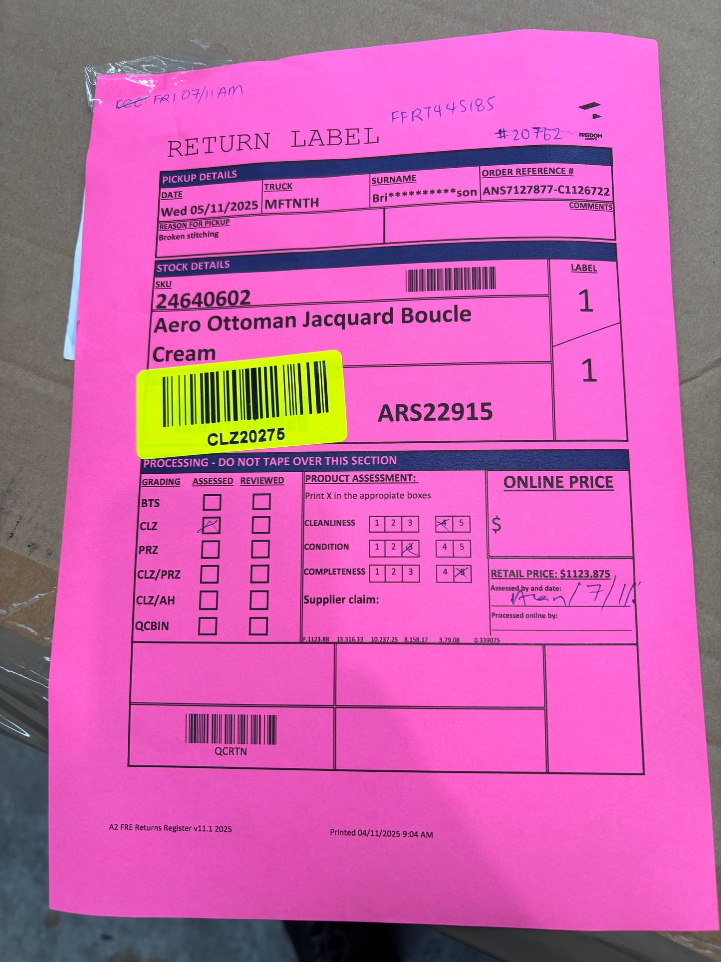 NZ CLZ20275 Aero Ottoman Jacquard Boucle Cream