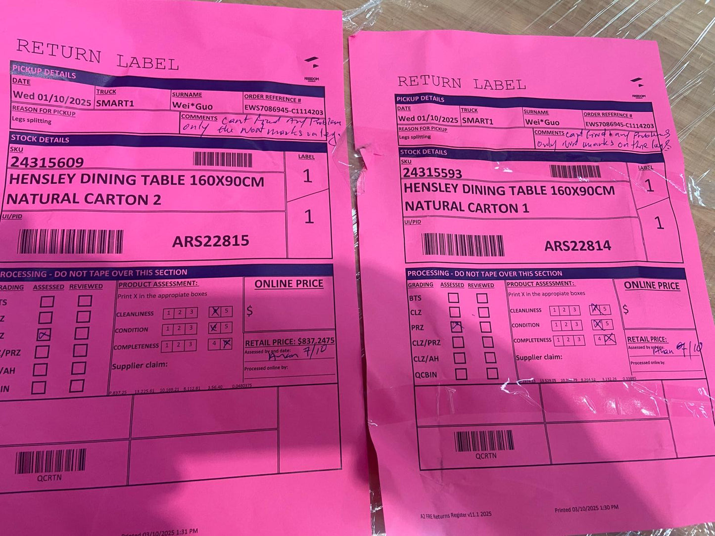 NZ PRZ20092 Hensley Dining Table 160x90cm Natural