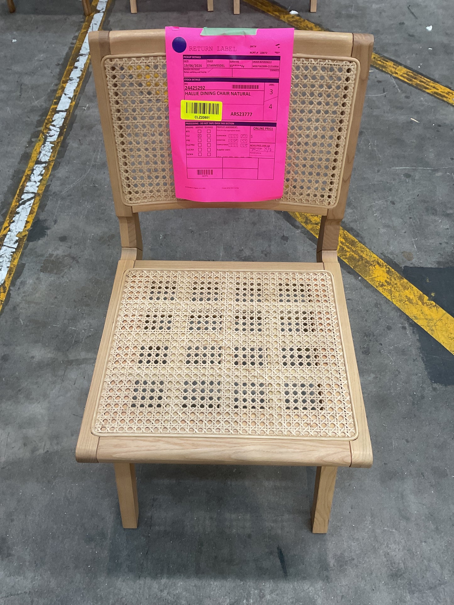 NZ CLZ20651 1 PCE HALLIE DINING CHAIR NATURAL