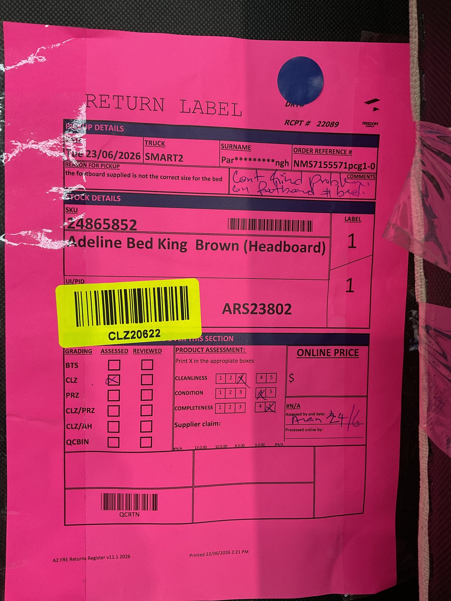 NZ CLZ20622 4 PCE ADELINE BED KING BROWN SET