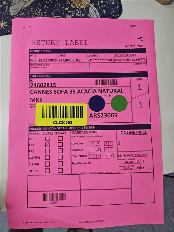 NZ CLZ20353 Cannes Sofa 3S Acacia Natural set