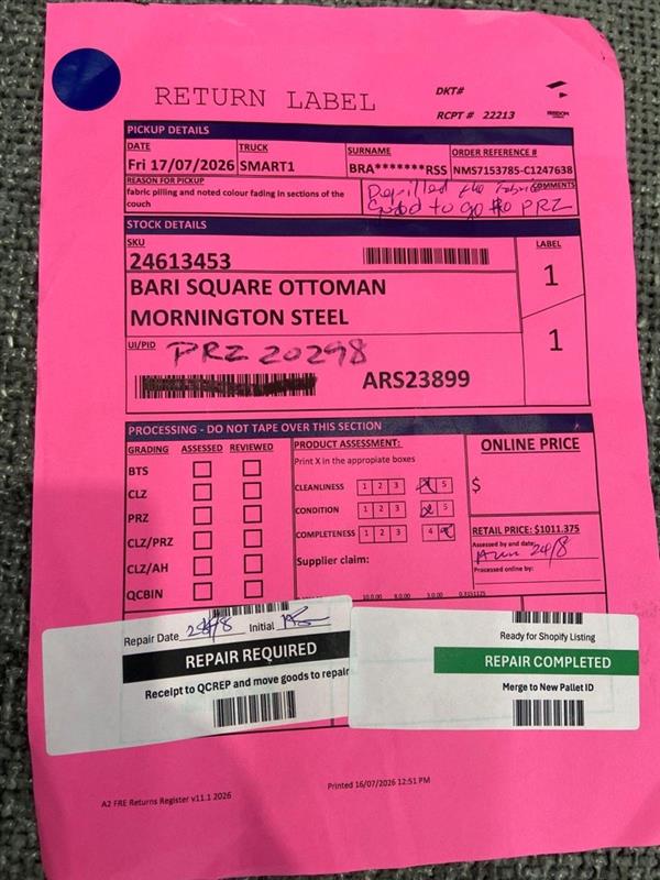 NZ PRZ20298 3 PCE BARI SOFA 3S MORNINGTON STEEL