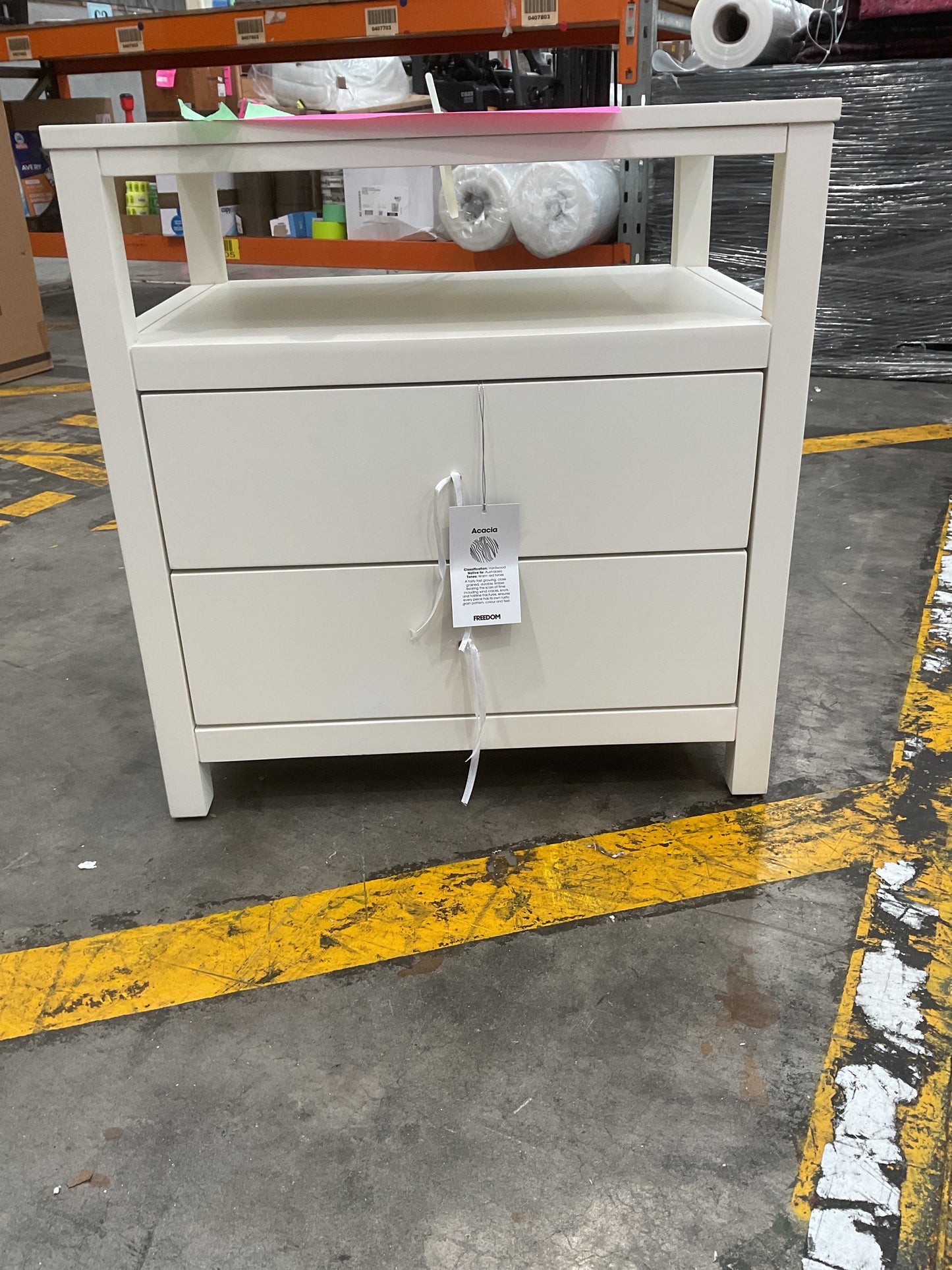 NZ PRZ20279 1 PCE DOVER BEDSIDE TABLE 2 DRAWER WHITE