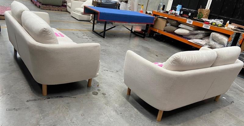 NZ PRZ20316 2 PCE CLEO SOFA 3S HERVEY NATURAL LEG