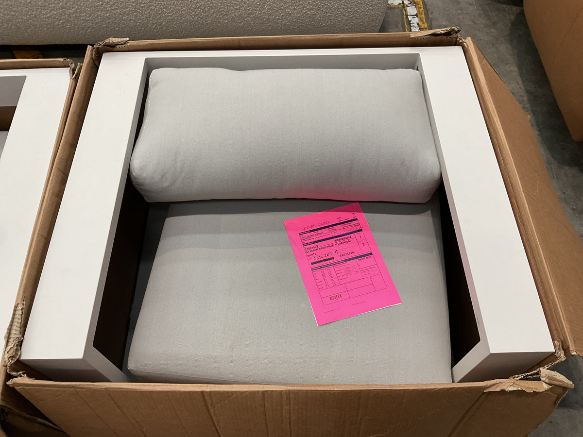 NZ CLZ20719 2 PCE ATAMAN ARMCHAIR ALUMINIUM OFF WHITE