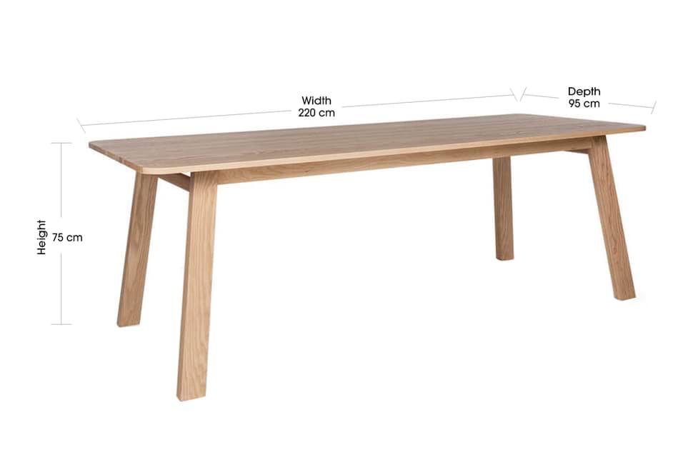 NZ CLZ20304 Hallie Dining Table 220x95cm Natural