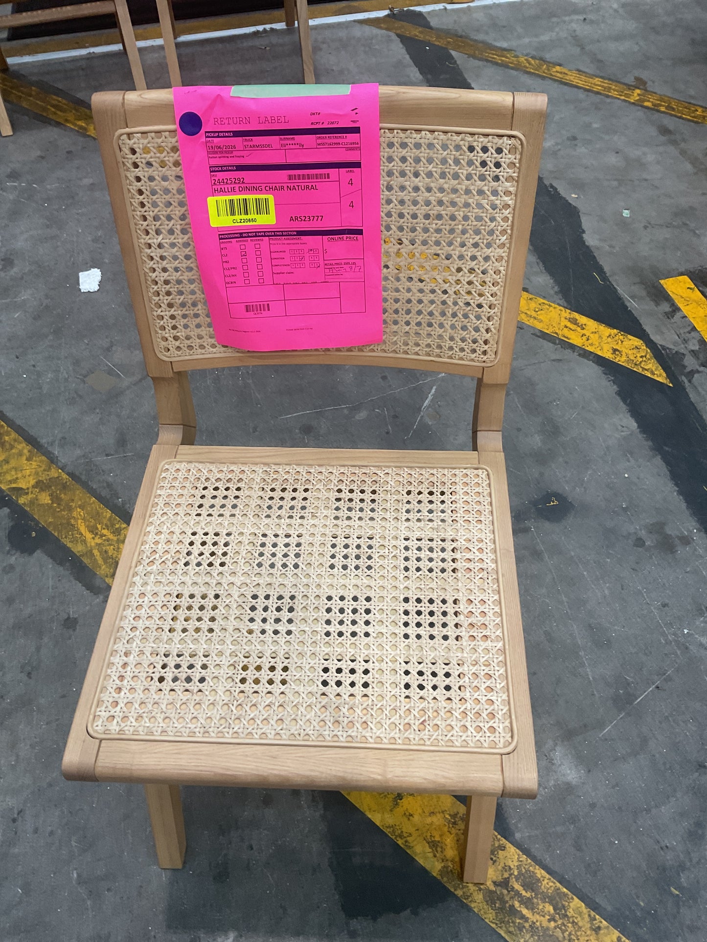 NZ CLZ20650 1 PCE HALLIE DINING CHAIR NATURAL