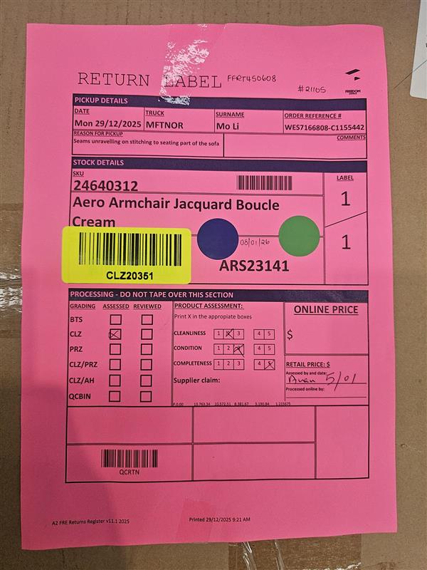 NZ CLZ20351 Aero Armchair Jacquard Boucle Cream