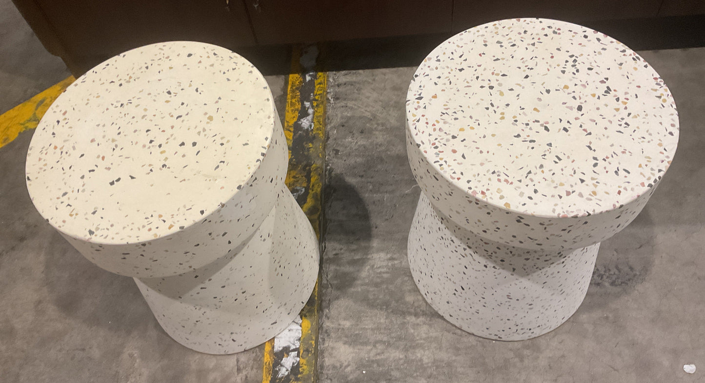 NZ CLZ20658 2 PCE BISCAY STOOL TERRAZZO WHITE