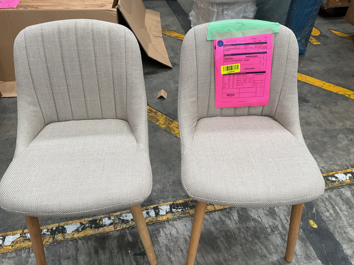 NZ CLZ20708 2 PCE PALMER DINING CHAIR BEIGE