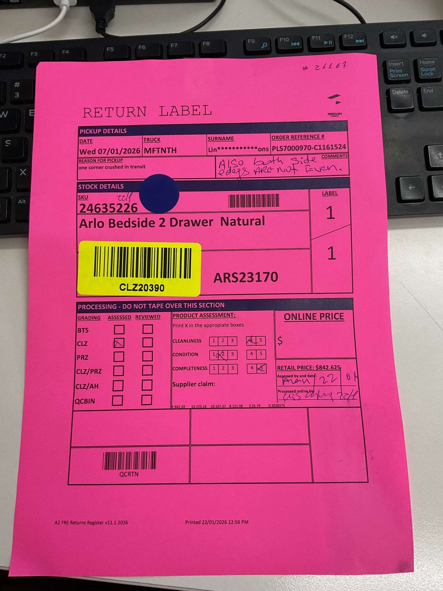 NZ CLZ20390 Bedside 2 Drawer Natural