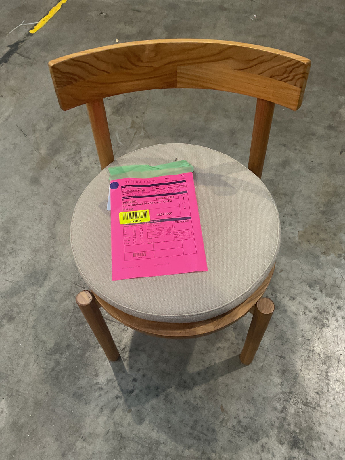 NZ CLZ20664 1 PCE COCO DINING CHAIR OLEFIN NATURAL