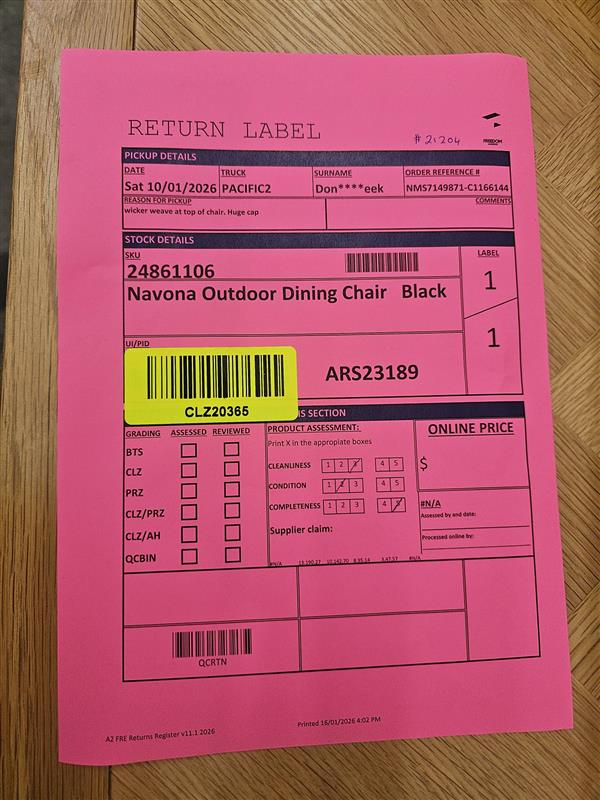 NZ CLZ20365 Navona Outdoor Dining Chair Black