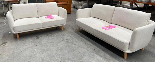 NZ PRZ20316 2 PCE CLEO SOFA 3S HERVEY NATURAL LEG