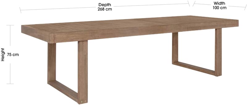 NZ PRZ20126 Cannes Dining Table 267x100cm Acacia MK II