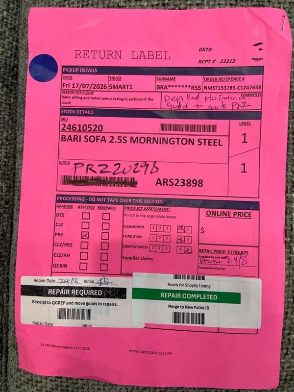 NZ PRZ20298 3 PCE BARI SOFA 3S MORNINGTON STEEL