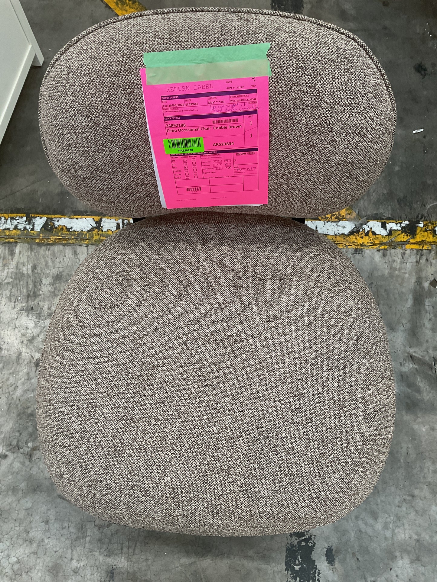 NZ PRZ20278 1 PCE CEBU OCCASIONAL CHAIR COBBLE BROWN