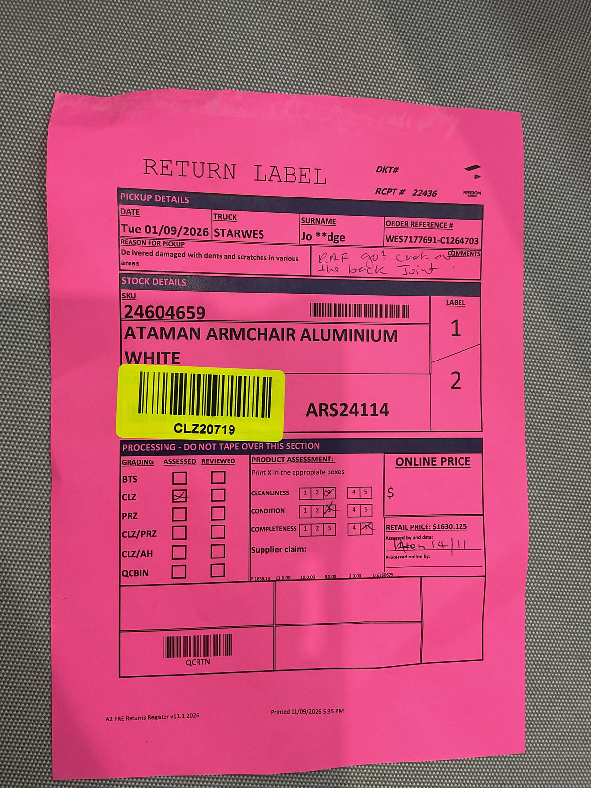NZ CLZ20719 2 PCE ATAMAN ARMCHAIR ALUMINIUM OFF WHITE