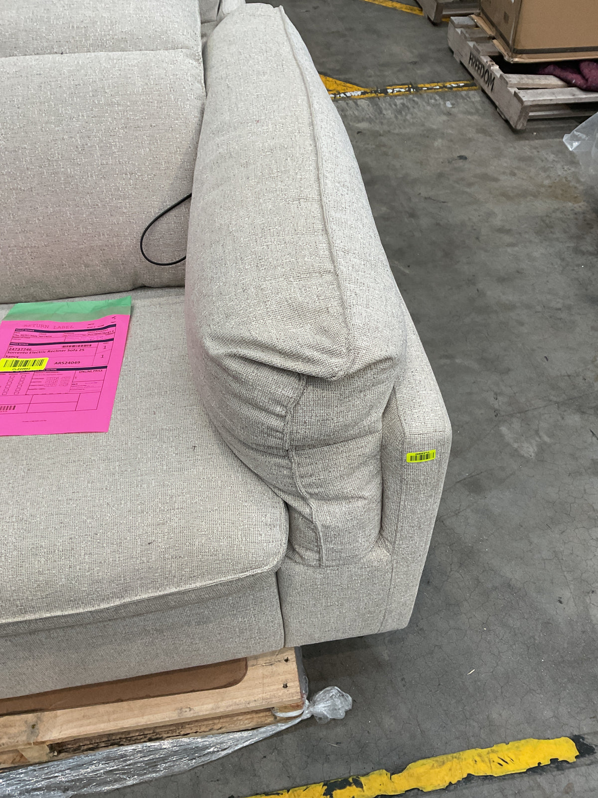 NZ CLZ20682 1 PCE SORRENTO ELECTRIC RECLINER SOFA 2S SANCY OYSTER (2 MOTION)