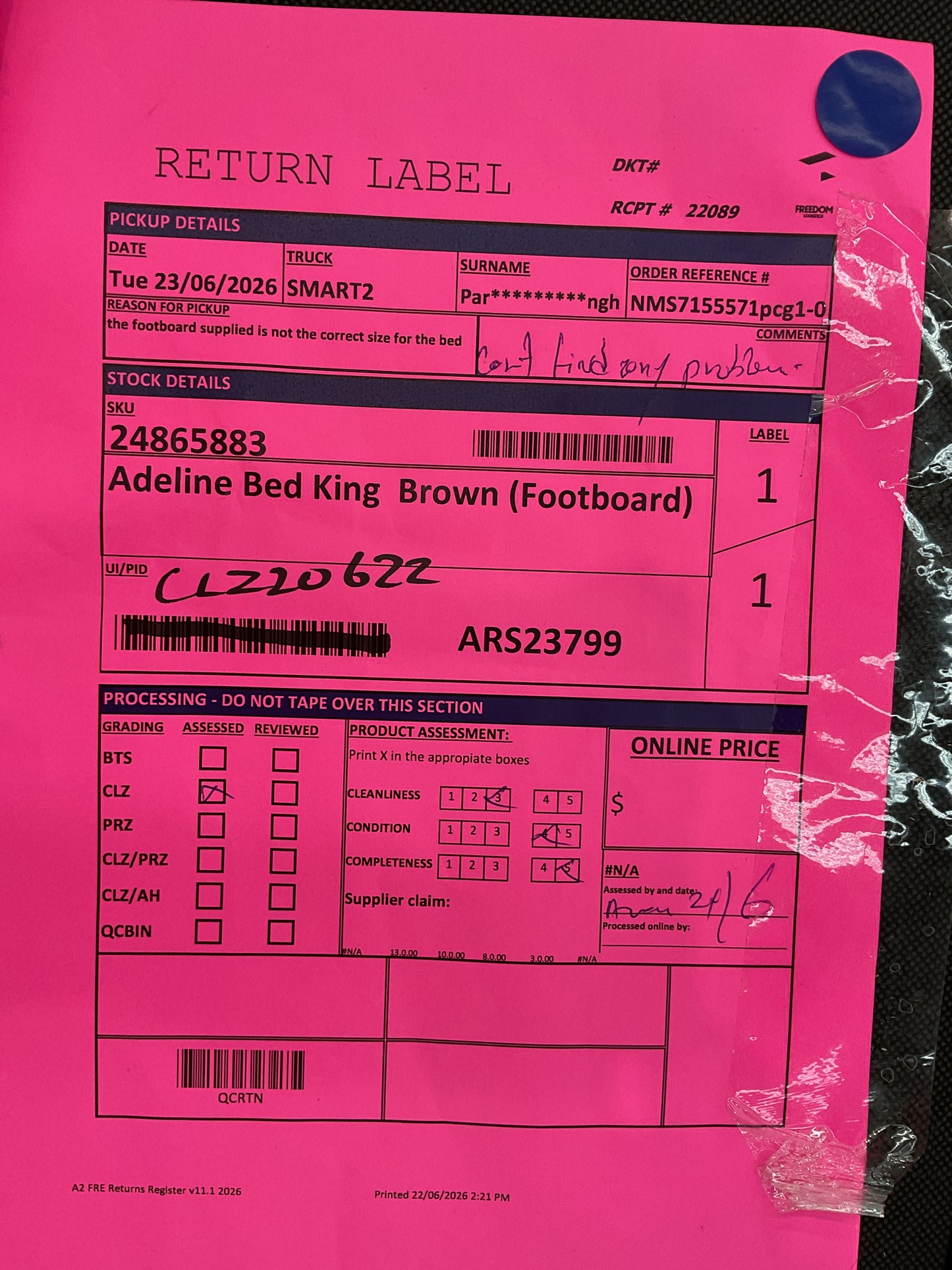 NZ CLZ20622 4 PCE ADELINE BED KING BROWN SET