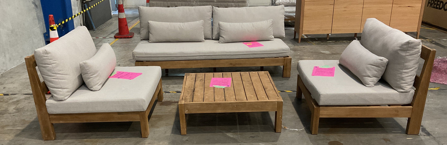NZ CLZ20635 4 PCE CANNES SOFA 3S ACACIA NATURAL MKII