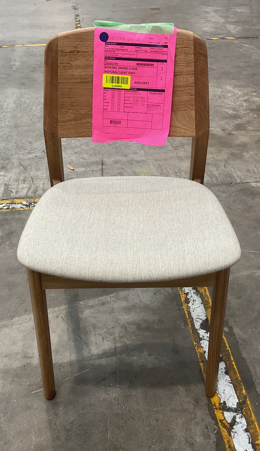 NZ CLZ20652 1 PCE BOWRAL DINING CHAIR NATURAL/LIGHT GREY