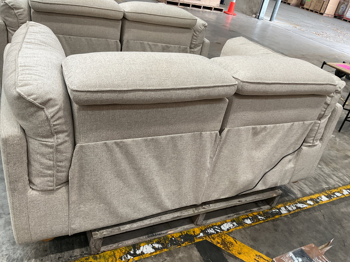 NZ CLZ20679 1 PCE SORRENTO ELECTRIC RECLINER SOFA 2S SANCY OYSTER (2 MOTION)