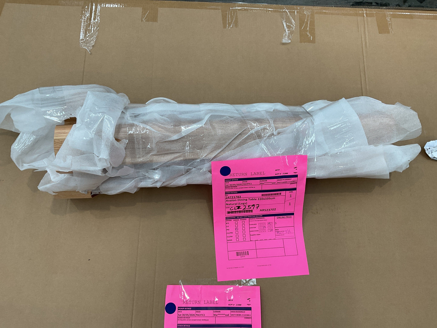 NZ CLZ20597 | 2 PCE | AVALON DINING TABLE 220X105CM NATURAL (Leg are in the box with the top)