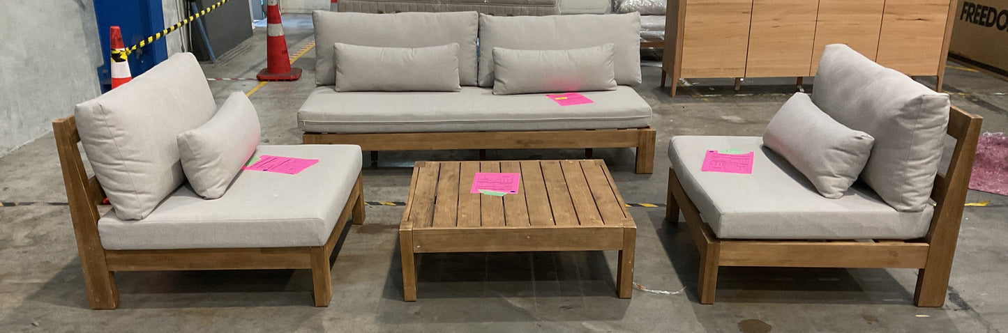 NZ CLZ20635 4 PCE CANNES SOFA 3S ACACIA NATURAL MKII