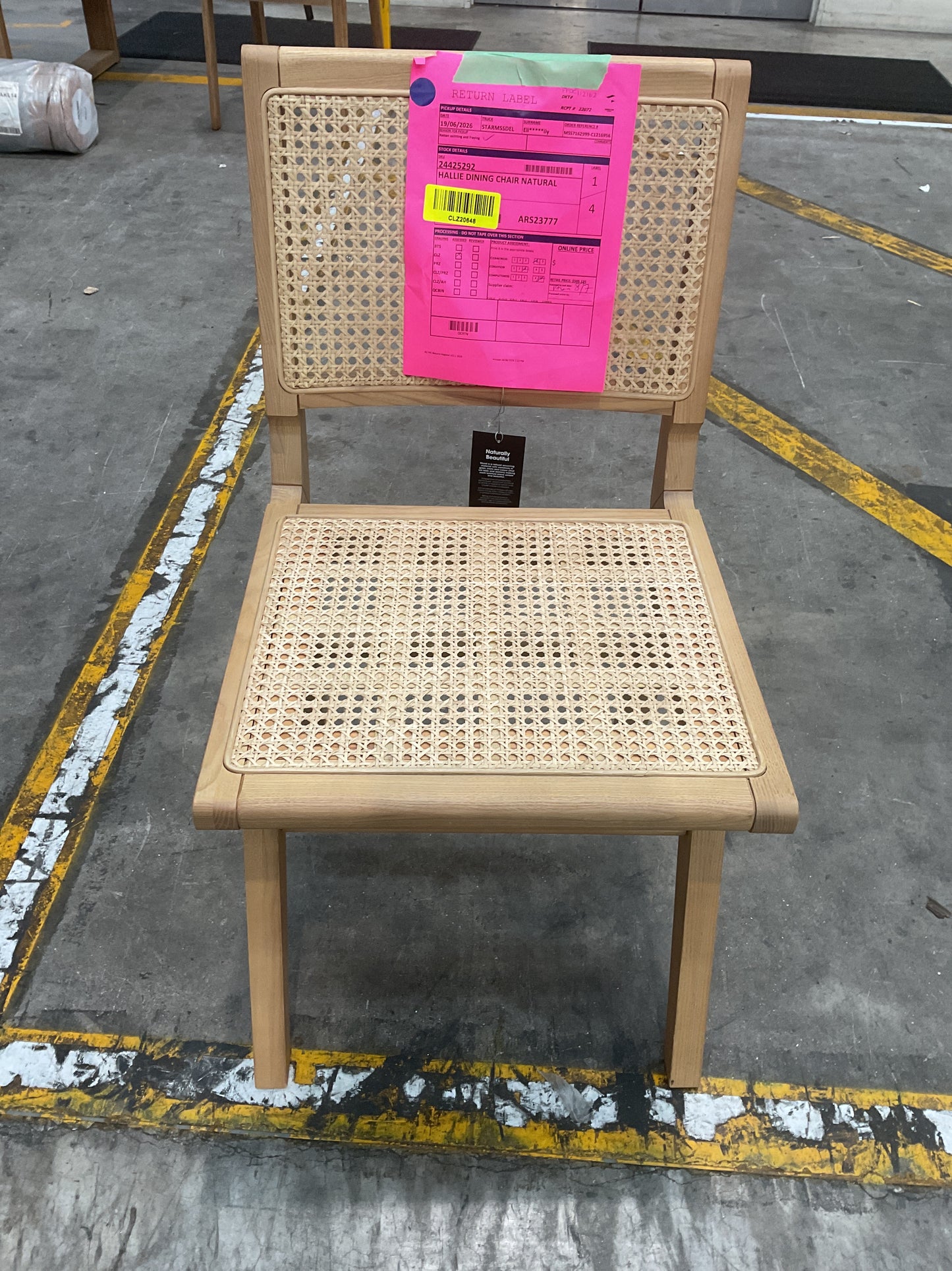 NZ CLZ20648 1 PCE HALLIE DINING CHAIR NATURAL