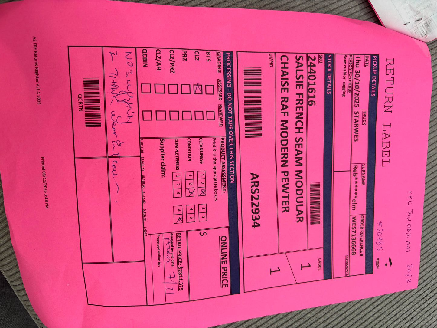 NZ CLZ20278 2pc Salsie French Seam Modular Set Modern Pewter