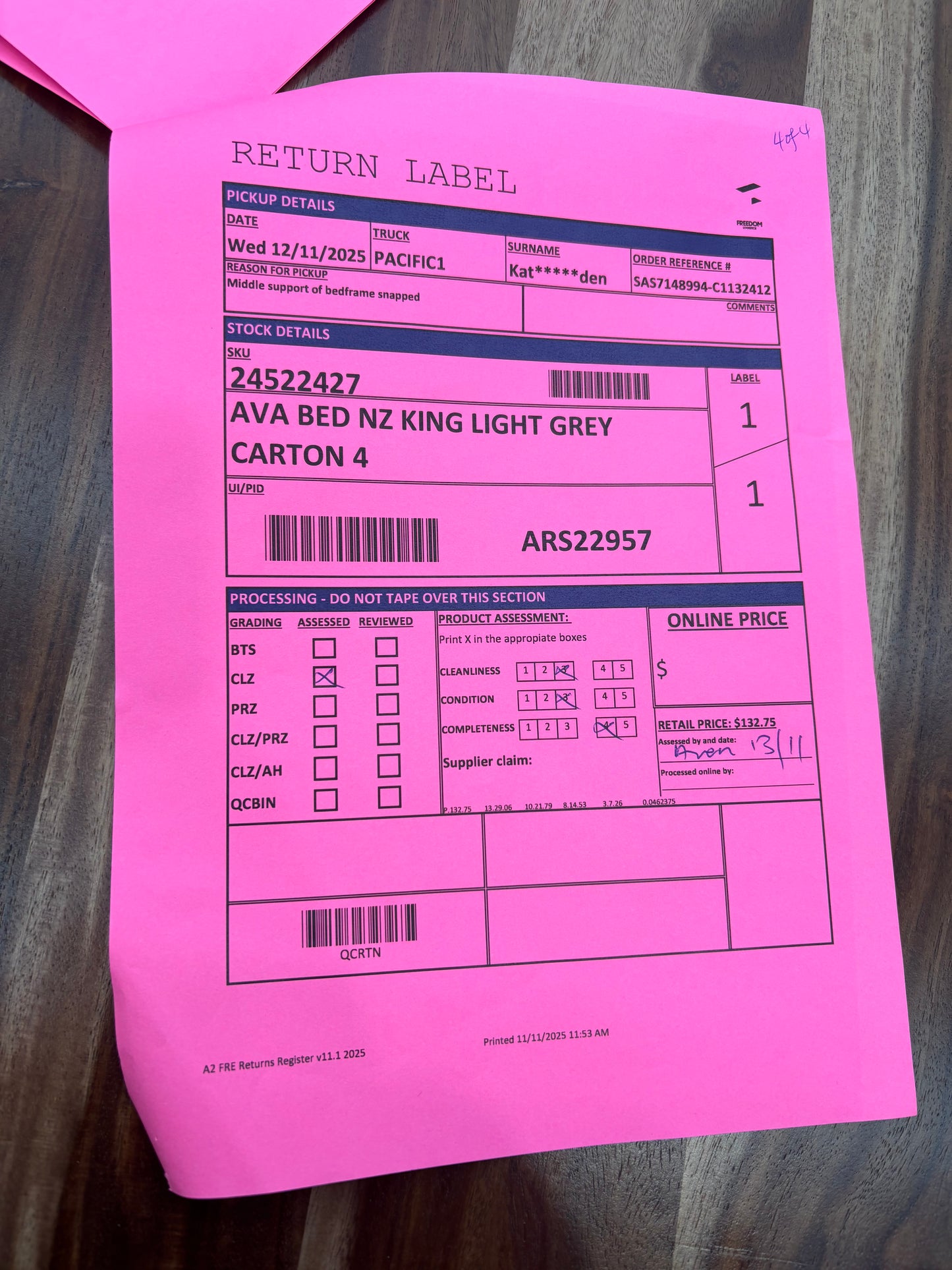 NZ CLZ20287 Ava Bed NZ King Light Grey Set