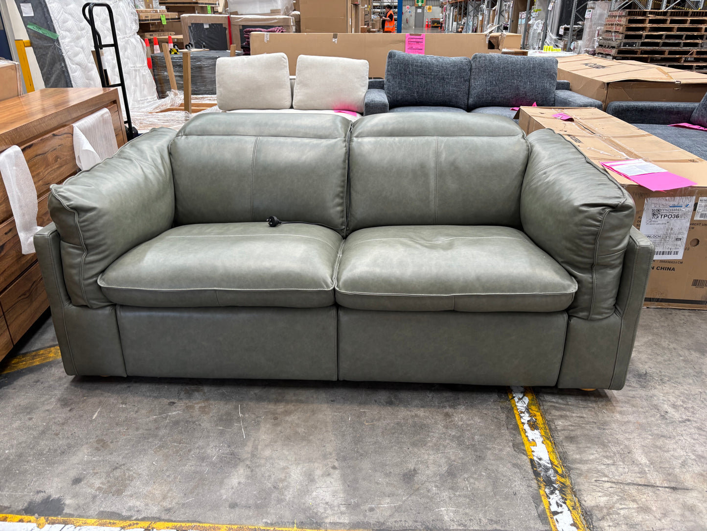 NZ PRZ20124 Sorrento Electric Recliner Sofa 3S Bendigo Green (2 Motion)