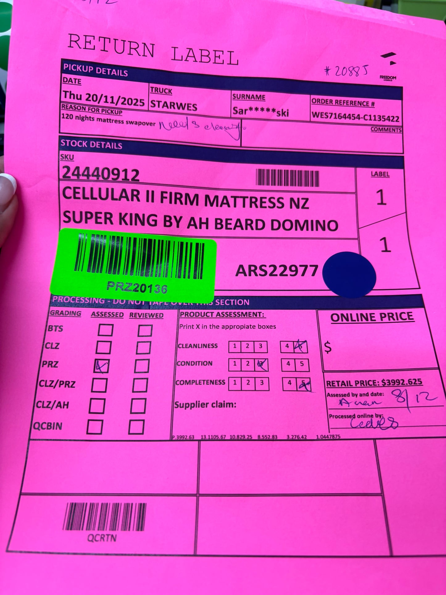 NZ PRZ20136 Cellular II Firm Mattress NZ Super King by AH Beard Domino