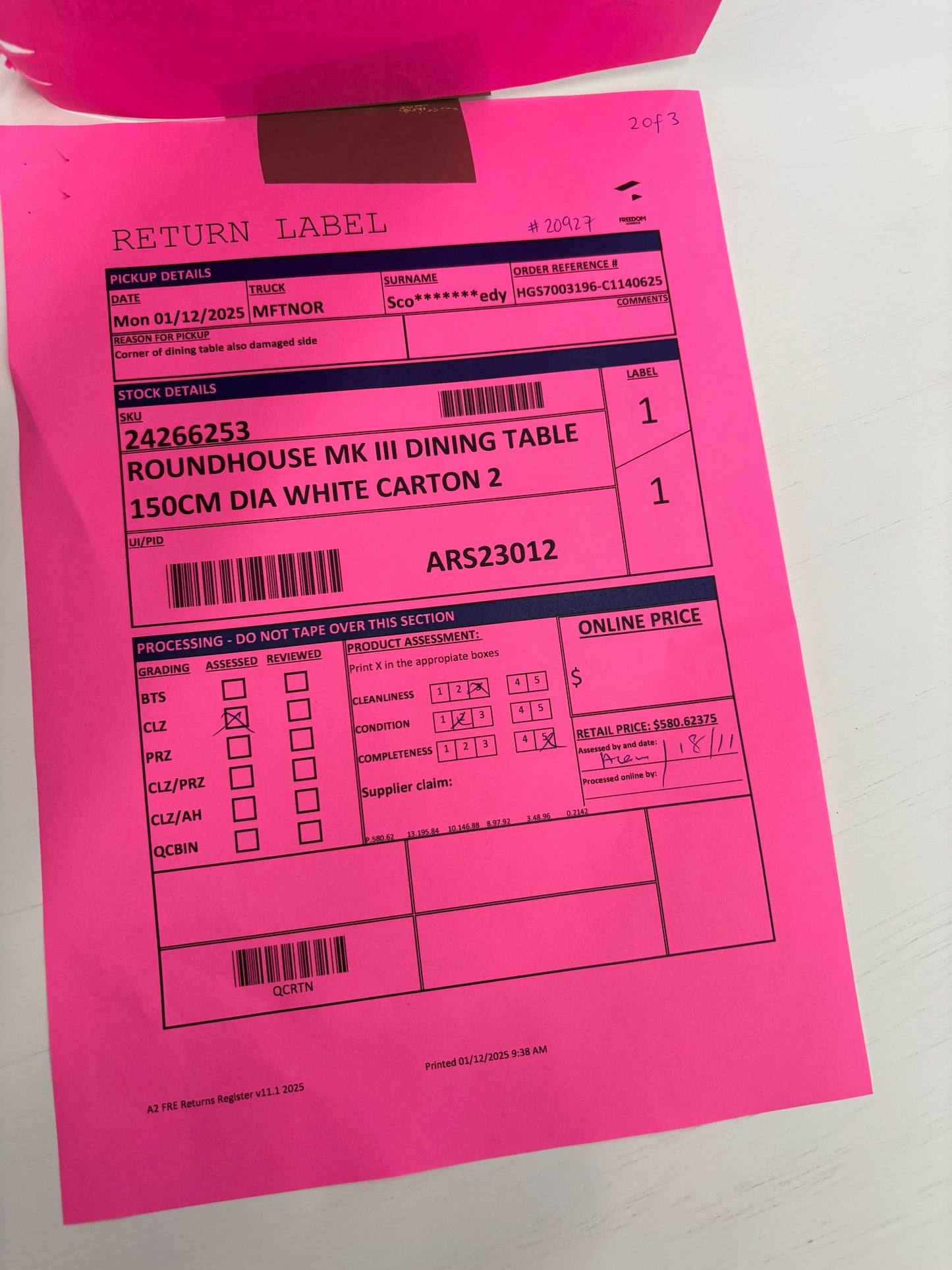 NZ CLZ20336 Roundhouse MK II Dining Table 150cm Dia White