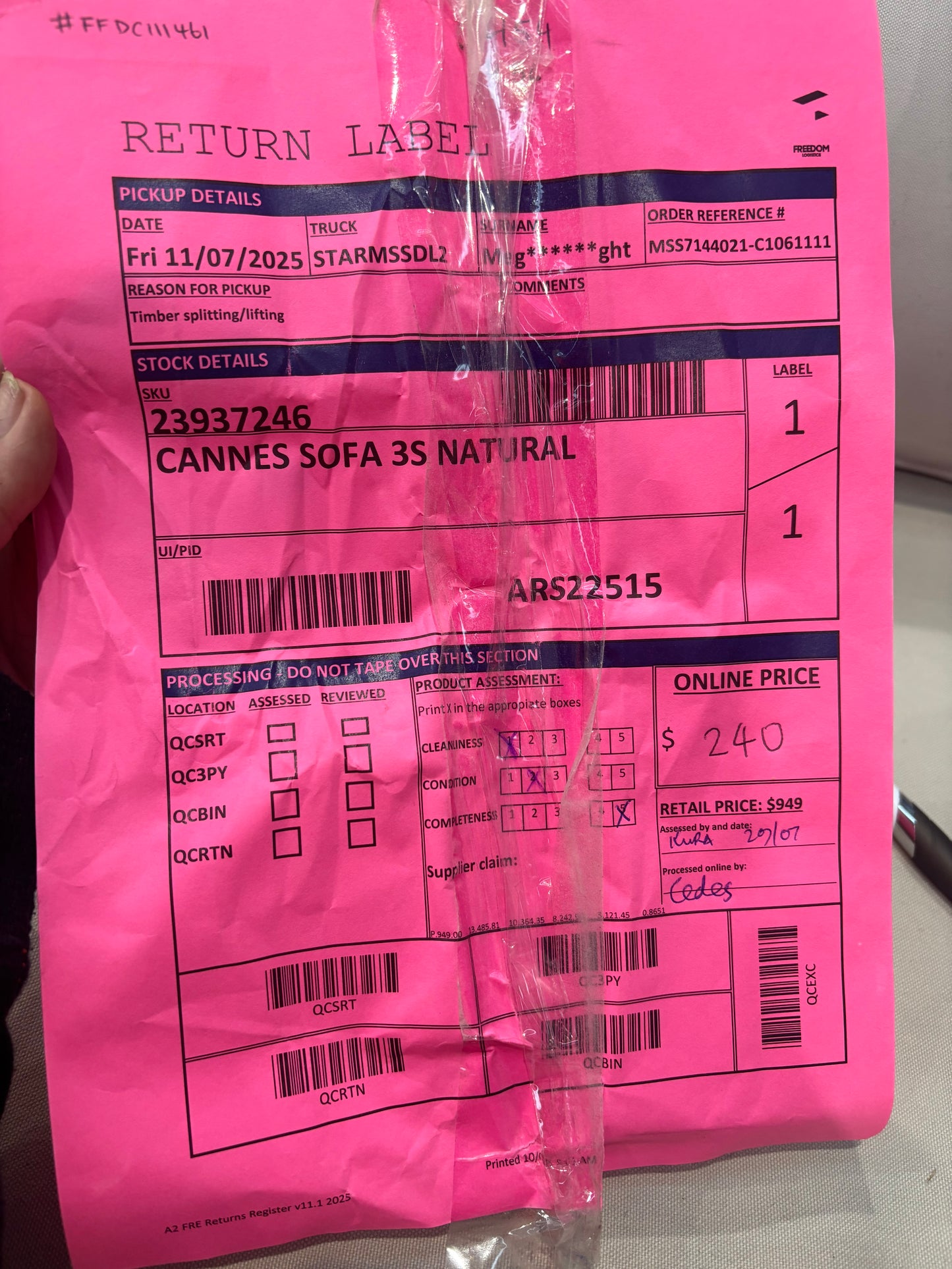 NZ CLZ20126 Cannes 2pc Natural Set