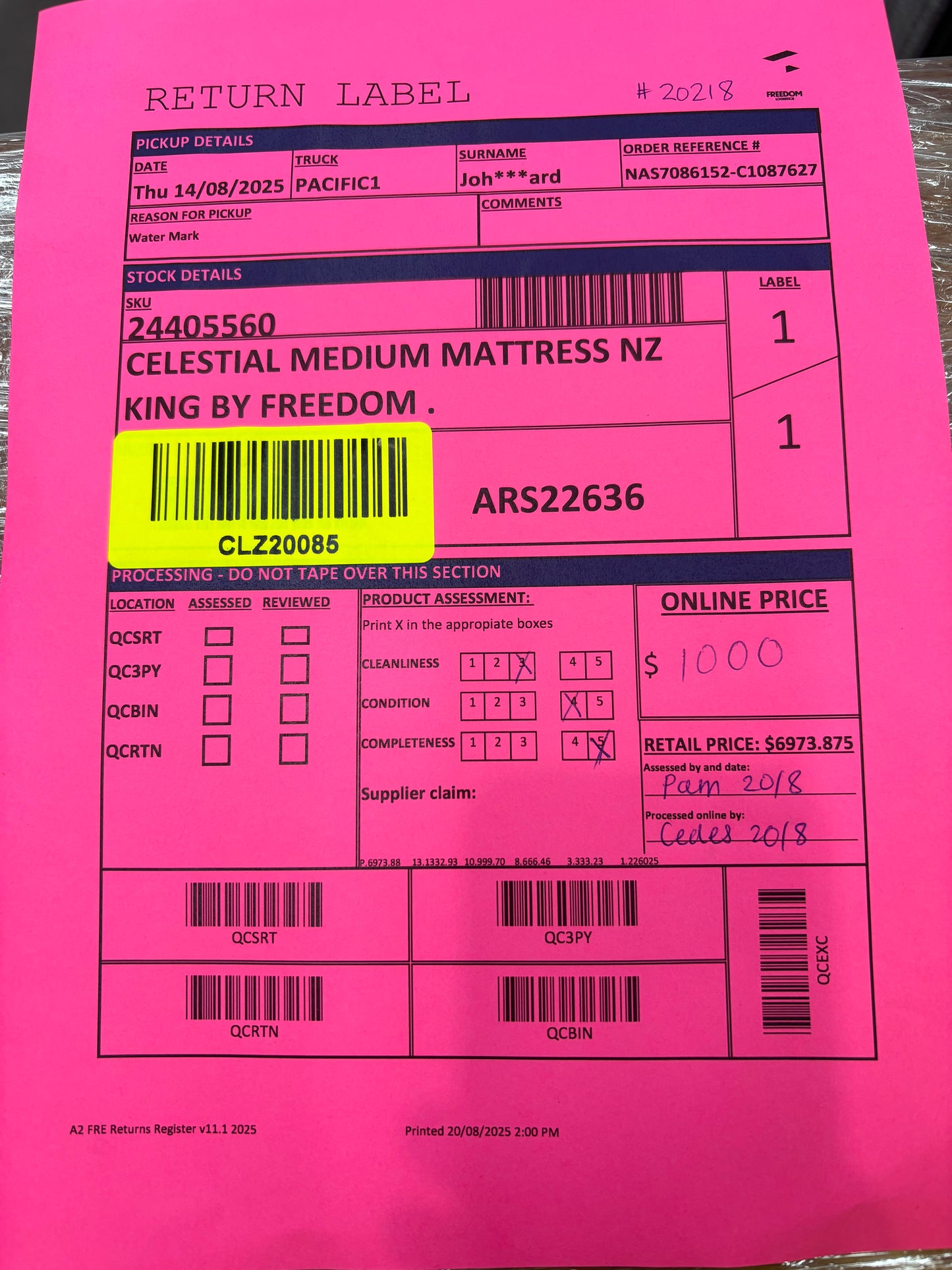 NZ CLZ20085 Celestial Medium Mattress NZ King by Freedom