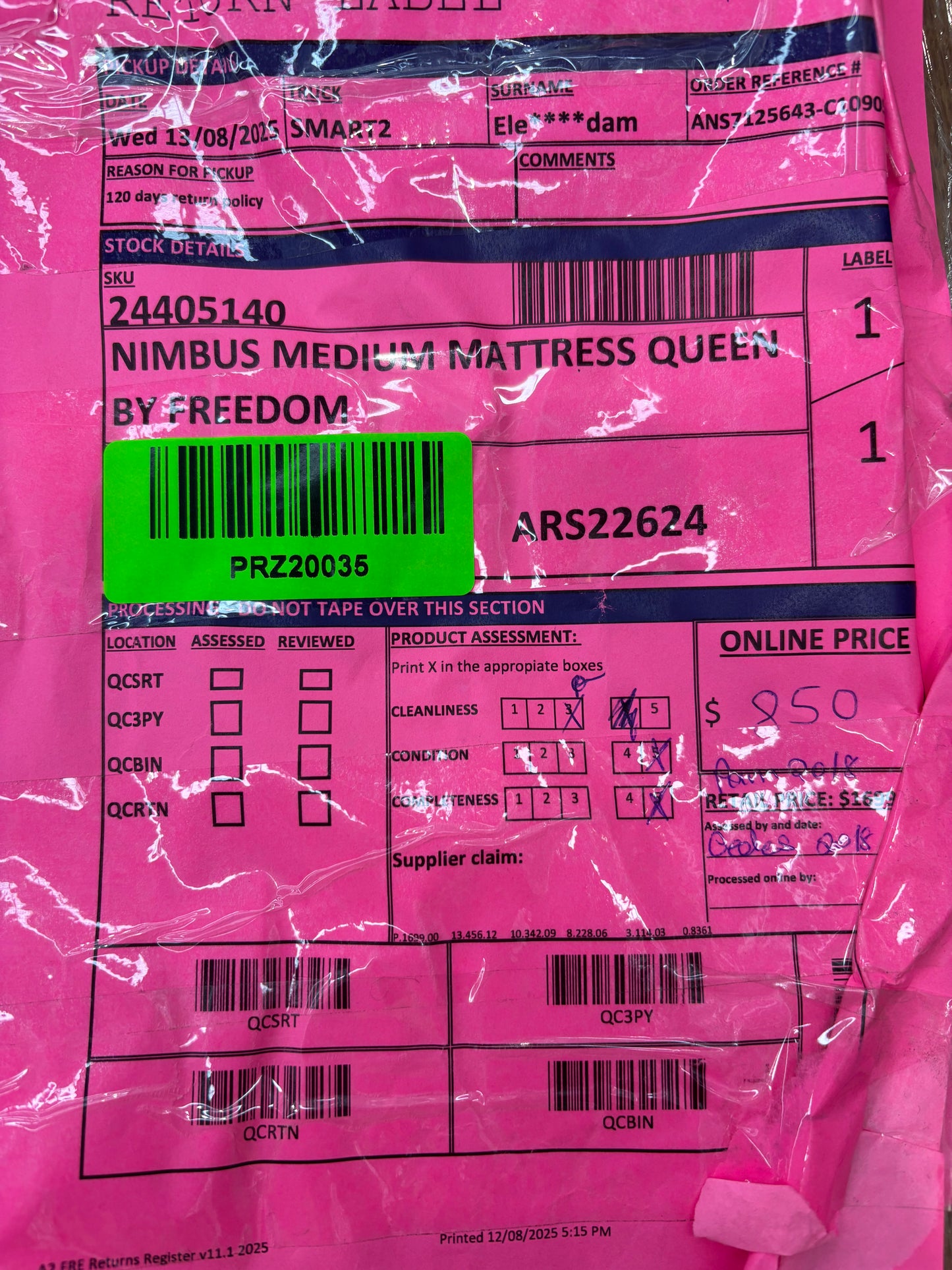 NZ PRZ20035 Nimbus Medium Mattress Queen by Freedom