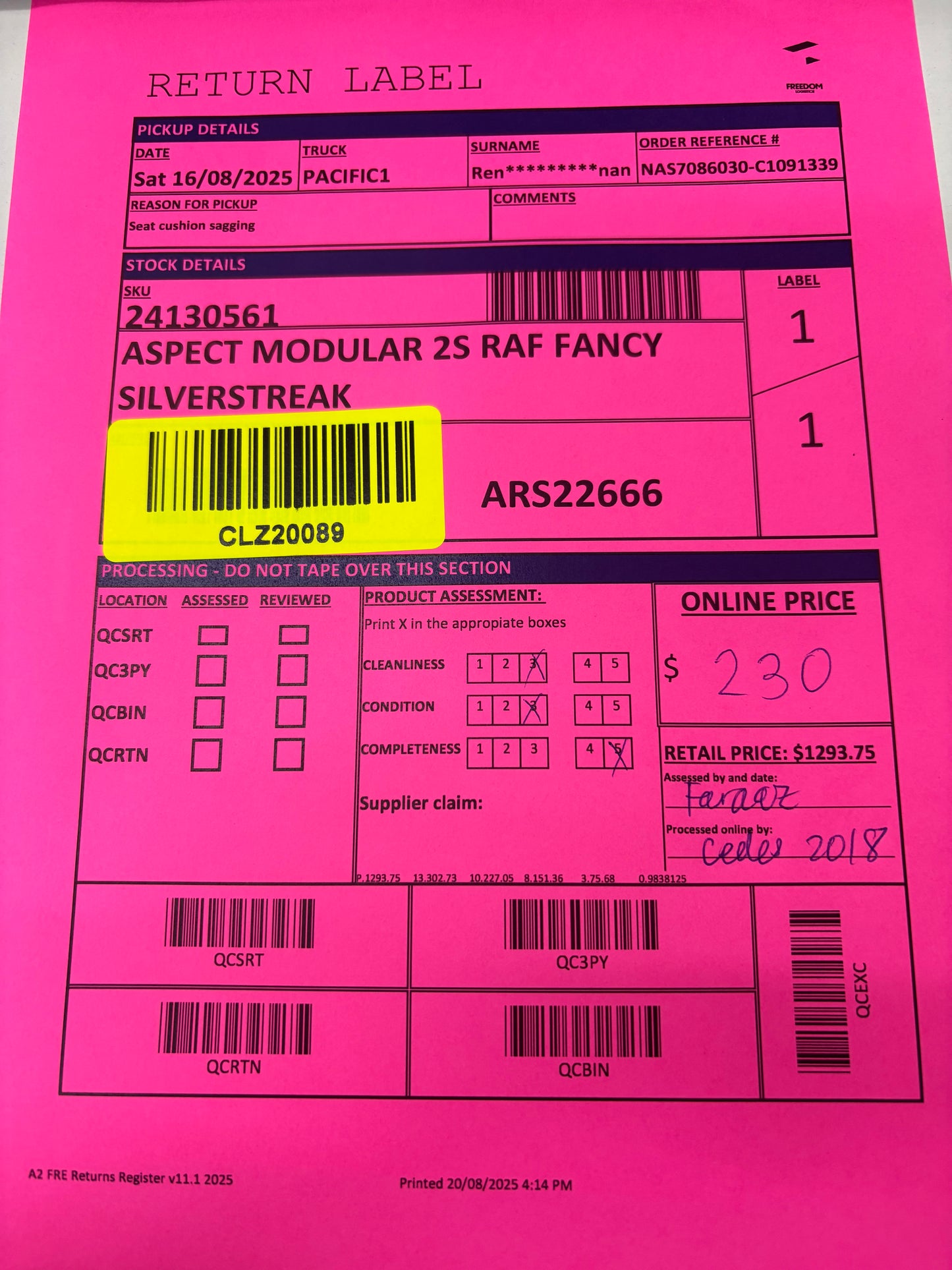 NZ PRZ20076 4pc Aspect Modular Set Fancy Silverstreak