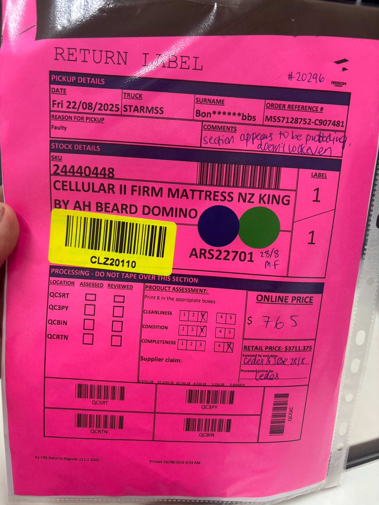 NZ CLZ20110 Cellular II Firm Mattress NZ King by AH Beard Domino