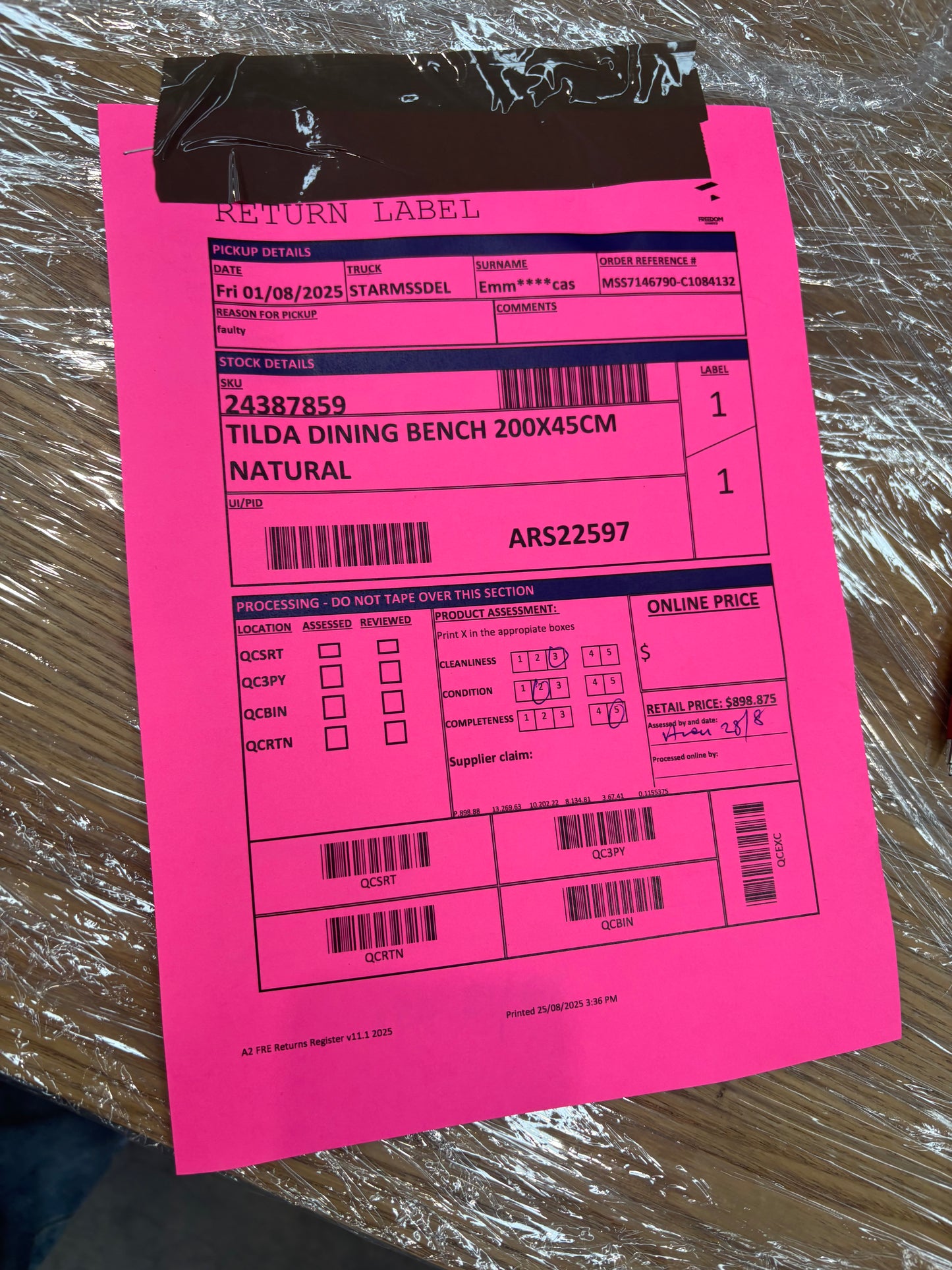 NZ CLZ20094 Tilda Dining Bench 200x45cm Natural