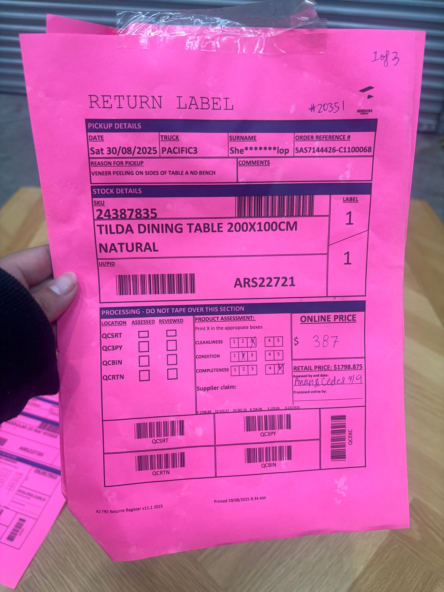 NZ CLZ20125 Tilda Dining Table 3pc Set