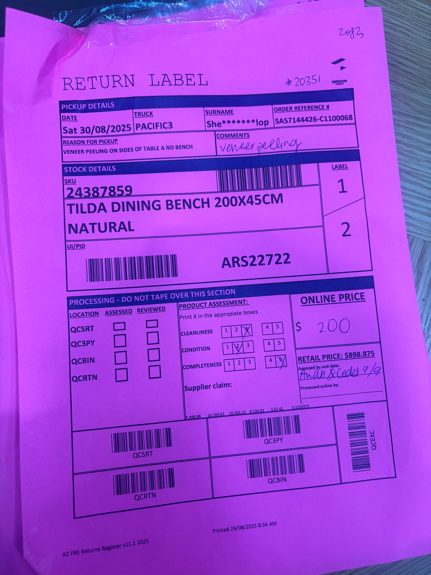 NZ CLZ20125 Tilda Dining Table 3pc Set